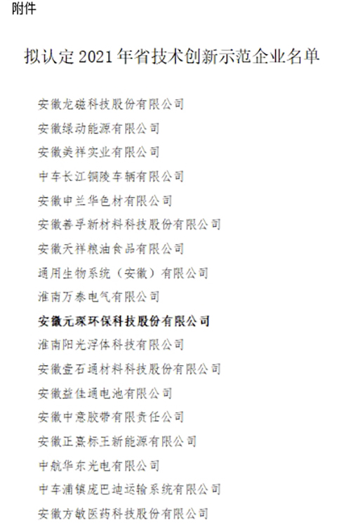 利澳国际注册科技成功入选“安徽省技术创新示范企业”
